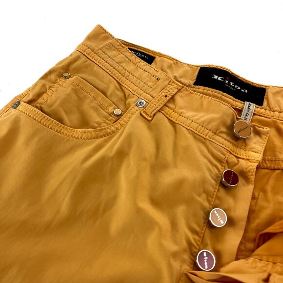 Kiton Napoli Italy Cotton Stretch Trousers Pants yellow gold Mens 29 x 30 - Picture 4 of 7